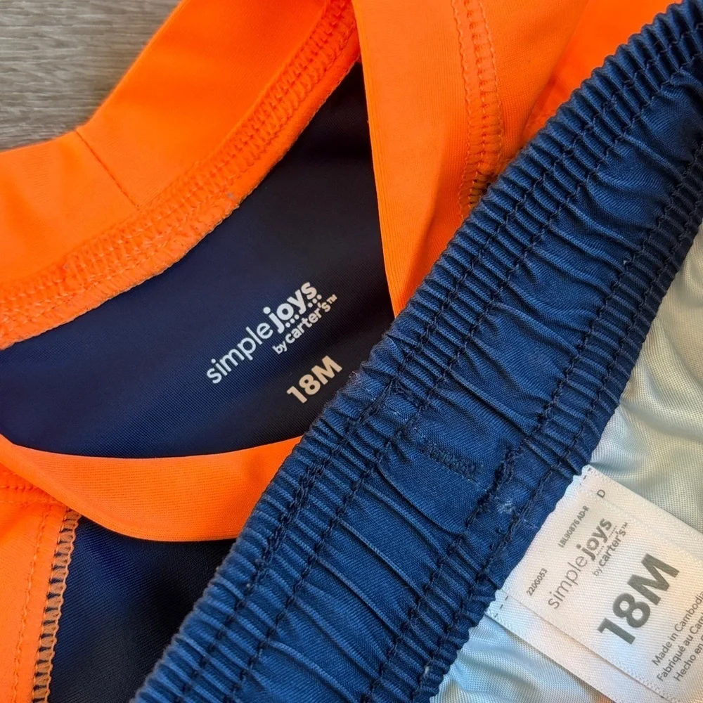 Carter's baby boys swim rash guard and board shorts set